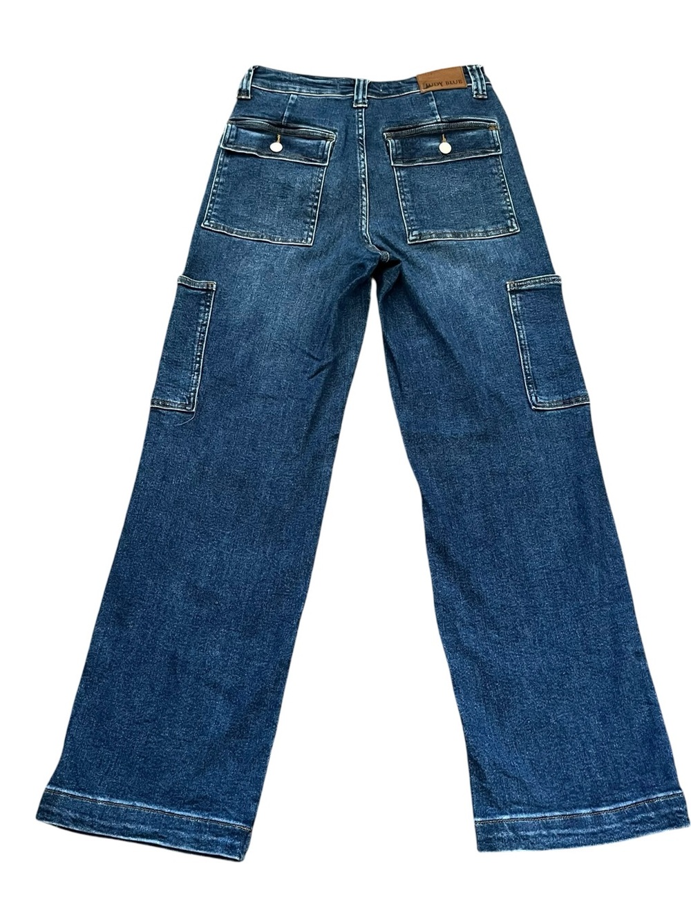 Judy Blue High Rise Wide Leg Cargo Pocket Jeans Dark Wash Size 5/27 - Picture 2 of 12